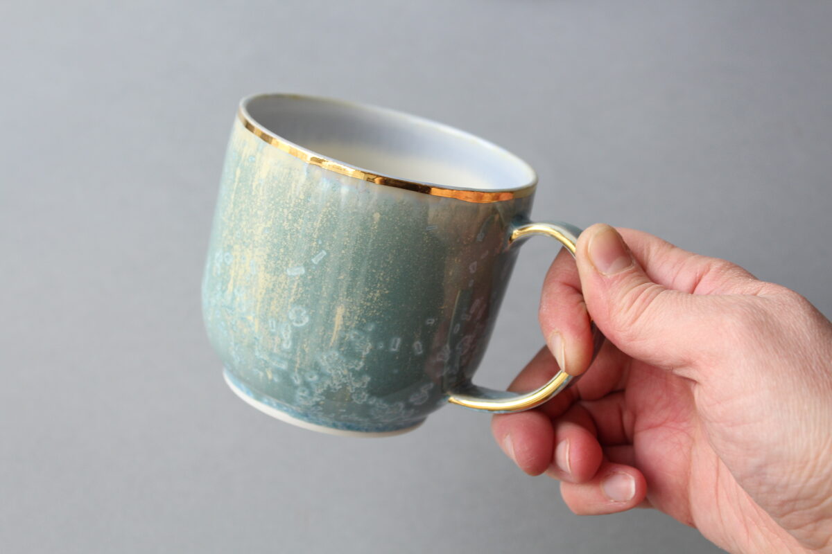 Teal porcelain mug